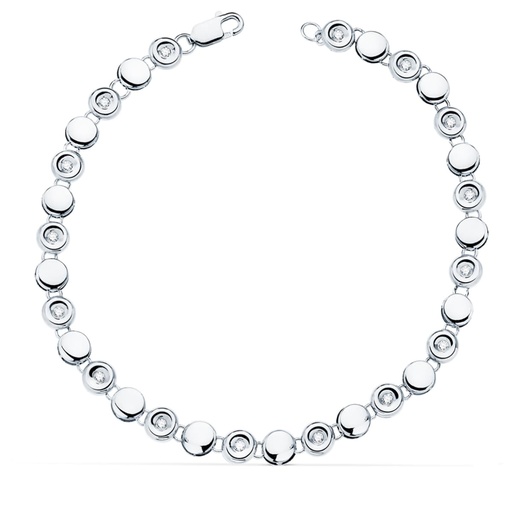 [PP30115-OBL150] 18K PULSERA RIVIERE ORO BLANCO 16 DIAMANTES 0.240 QTS.  4.85 MM G-VS2. 18.5 CM