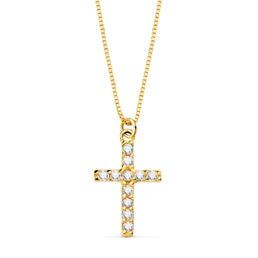 [PP30123] 18K GARGANTILLA CRUZ 11X8 MM 11 DIAMANTES 0.09QT. CADENA VENECIANA 45CM G-VS2