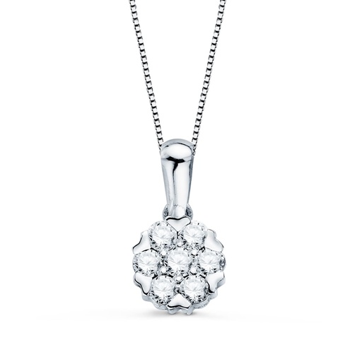 [PP30174-3OB] 18K GARGANTILLA ORO BLANCO COLGANTE 7 MM DIAMANTES 0.301QTS G-VS2 CADENA 42+3CM