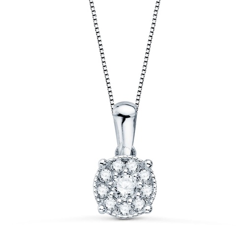 [PP30175-3OB] 18K GARGANTILLA ORO BLANCO COLGANTE 6.5 MM DIAMANTES 0.180 QTS CADENA 42+3 CM