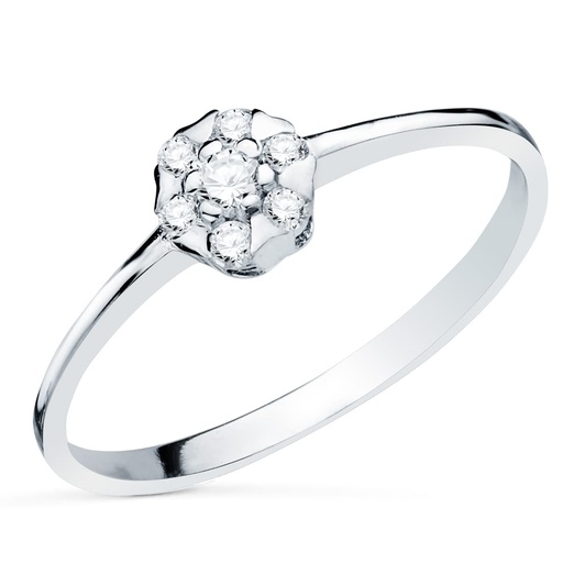 [PP30176-2OB] 18K SORTIJA ORO BLANCO CON DIAMANTES CUAJO 5X5 MM 0.127 QTS.  PRESION