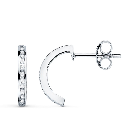 [PP30177-2OBP] 18K AROS ORO BLANCO ABIERTOS CON 28 DIAMANTES. 13 MM - 0.224 QTS PRESION
