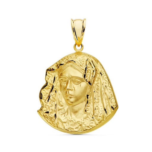 [PP3018-320] 18K MEDALLA ORO AMARILLO VIRGEN DE LA MACARENA SILUETA 20X17 MM