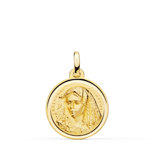 [PP3020-118] 18K MEDALLA VIRGEN MACARENA BISEL 18 MM