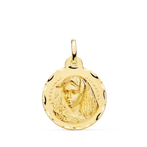 [PP3020-320] 18K MEDALLA VIRGEN MACARENA TALLADA 20 MM