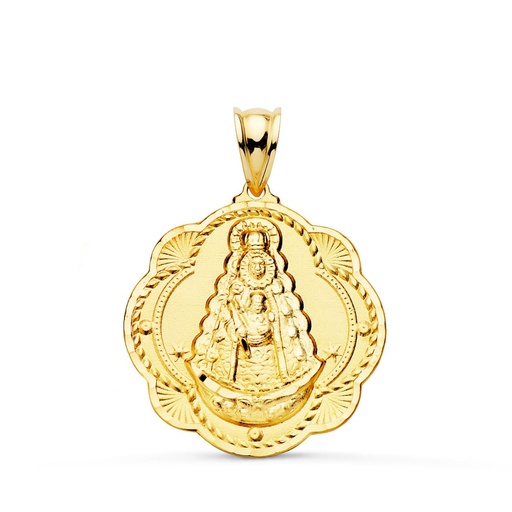 [PP3043-330] 18K MEDALLA VIRGEN DEL ROCIO PANDERETA 26X24 MM