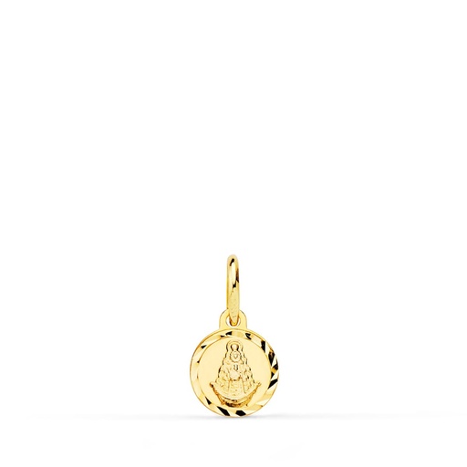 [PP3048-209] 18K MEDALLA LENTEJA VIRGEN DEL ROCIO TALLA HELICE 8 MM