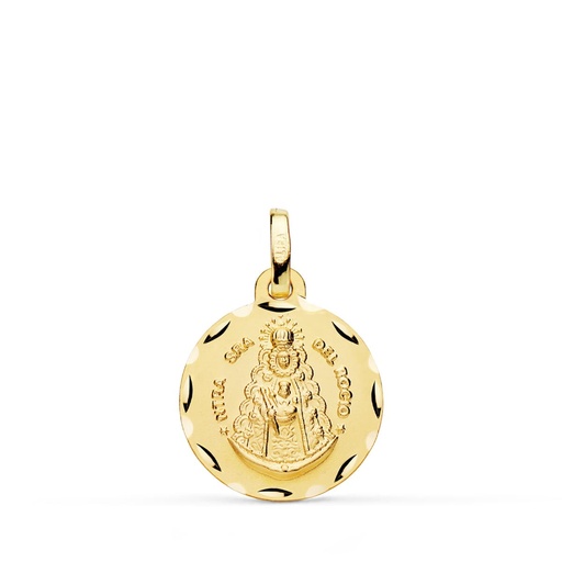 [PP3048-316] 18K MEDALLA VIRGEN DEL ROCIO TALLADA 16 MM