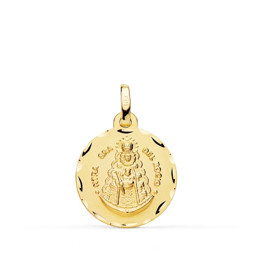 [PP3048-318] 18K MEDALLA VIRGEN DEL ROCIO TALLADA 18 MM