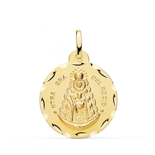 [PP3048-324] 18K MEDALLA VIRGEN DEL ROCIO TALLADA 24 MM