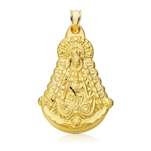 [PP3050-340] 18K VIRGEN DEL ROCIO SILUETA 40X30 MM TALLADA