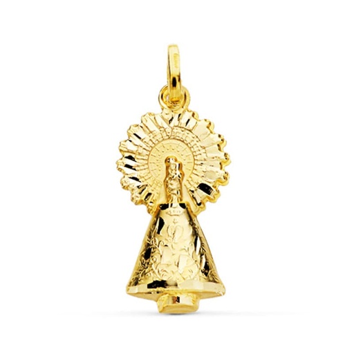 [PP3058-326] 18K MEDALLA ORO AMARILLO VIRGEN DEL PILAR SILUETA TALLADA 26 MM