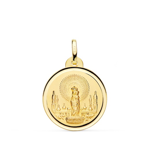 [PP3060-120] 18K MEDALLA ORO AMARILLO VIRGEN DEL PILAR BISEL 20 MM