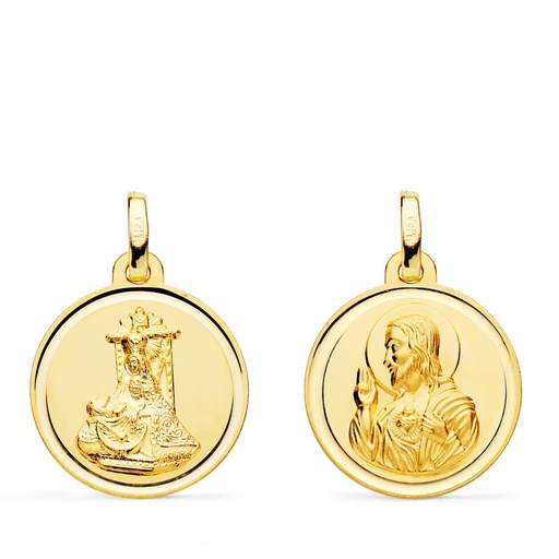[PP3064-118] 18K VIRGEN ANGUSTIAS-CORAZON JESUS 18MM