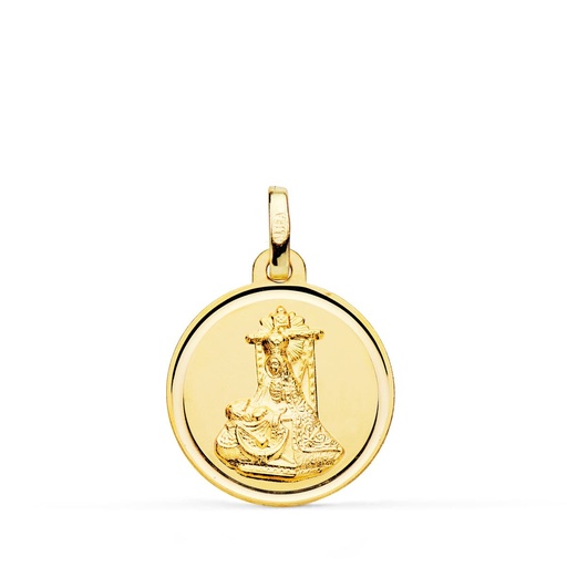 [PP3065-120] 18K MEDALLA VIRGEN DE LAS ANGUSTIAS BISEL 20 MM