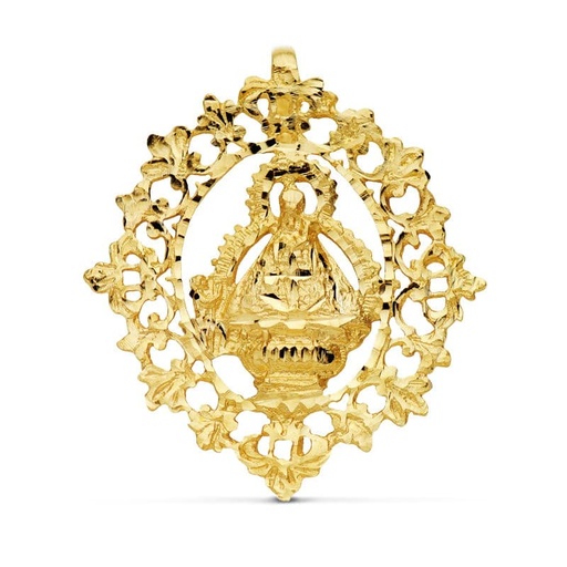 [PP3072-338] 18K VIRGEN DE LA CABEZA CON CERCO FILIGRANA 36 X 32 MM