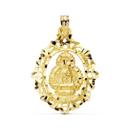 [PP3076-325] 18K MEDALLA VIRGEN DE LA CABEZA CERCO 28X21 MM