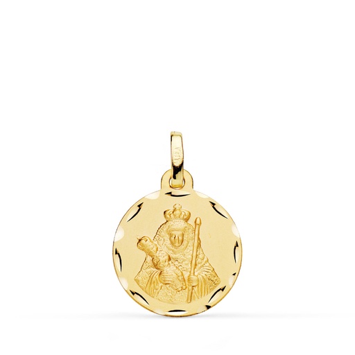 [PP3085-316] 18K MEDALLA NUESTRA SEÑORA DE LA CANDELARIA TALLADA 16 MM