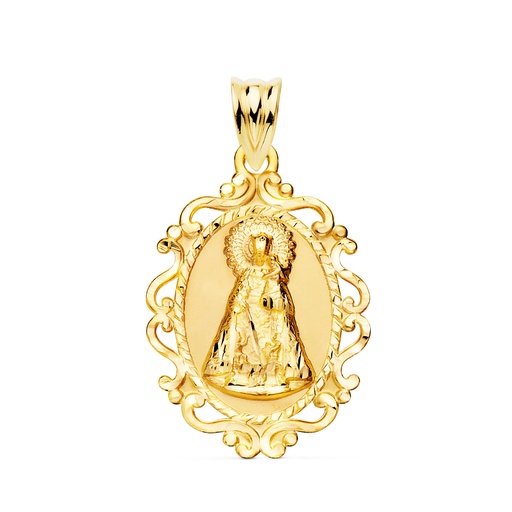 [PP3091-331] 18K MEDALLA ORO AMARILLO VIRGEN DE LOS DESAMPARADOS CERCO 31X21 MM
