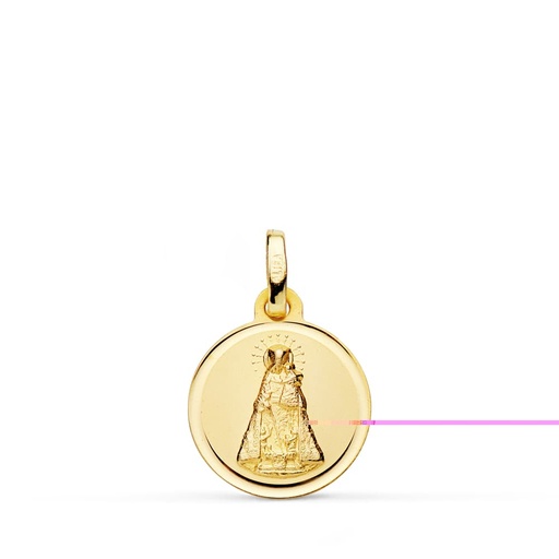 [PP3098-114] 18K MEDALLA VIRGEN DE LOS DESAMPARADOS 14 MM BISEL