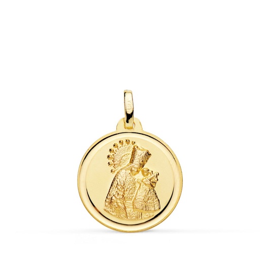 [PP3099-118] 18K ESCAPULARIO VIRGEN DE LOS DESAMPARADOS Y CORAZON JESUS 18 MM BISEL
