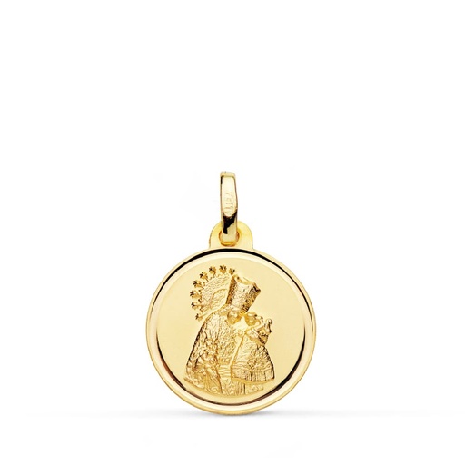 [PP3100-116] 18K MEDALLA VIRGEN DE LOS DESAMPARADOS BISEL 16 MM