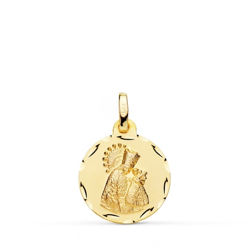 [PP3100-316] 18K MEDALLA VIRGEN DE LOS DESAMPARADOS TALLADA 16 MM