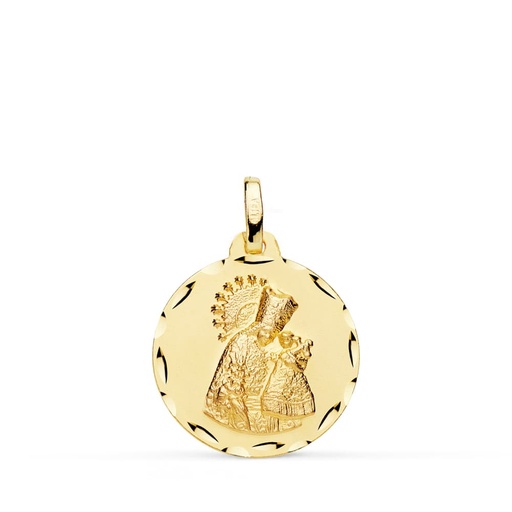 [PP3100-318] 18K MEDALLA VIRGEN DE LOS DESAMPARADOS TALLA CLASICA 18 MM