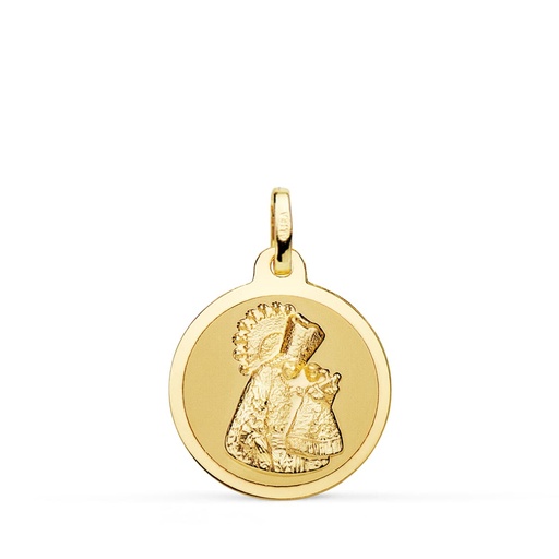 [PP3100-816] 18K MEDALLA VIRGEN DE LOS DESAMPARADOS BRILLO 16 MM