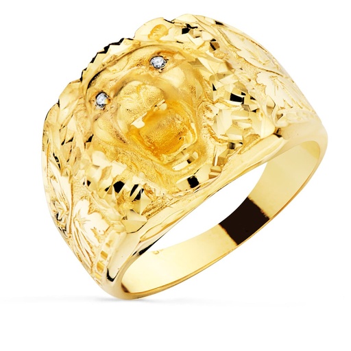 [PP4000] 18K SELLO ORO AMARILLO CABEZA DE LEON ANCHO 15 MM