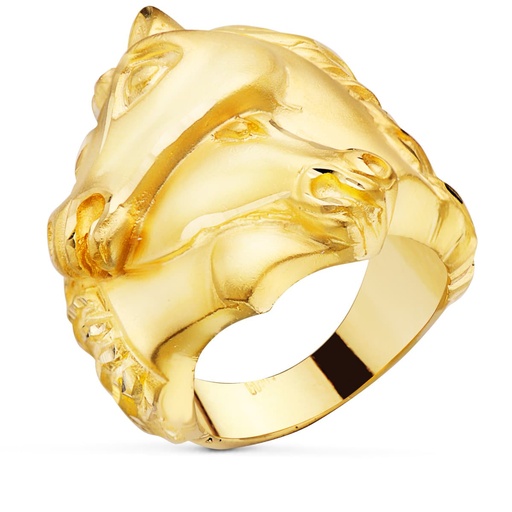 [PP4042] 18K SELLO ORO AMARILLO MACIZO CABALLOS ENTRELAZADOS LATERALES TALLADOS