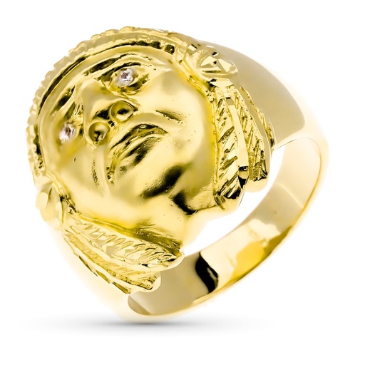 [PP4065] 18K SELLO ORO AMARILLO INDIO AMERICANO ANCHO TOTAL 20 MM