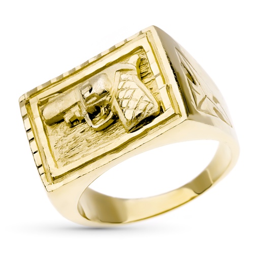 [PP4098] 18K SELLO ORO AMARILLO CABALLERO PISTOLA TALLADA 21X16 MM