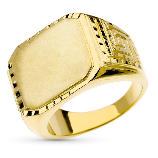 [PP4163] 18K SELLO ORO AMARILLO CABALLERO MACIZO ANCHO 20X20 MM