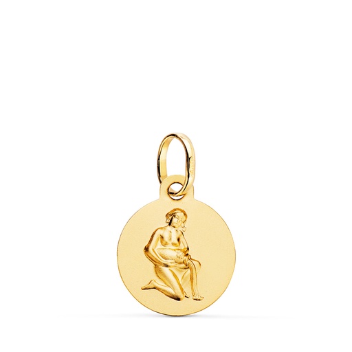 [PP4165AC-0] 18K MEDALLA HOROSCOPO ORO AMARILLO ACUARIO MATIZADA 13 MM