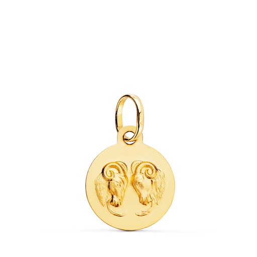[PP4165AR-0] 18K MEDALLA HOROSCOPO ORO AMARILLO ARIES MATIZADA 13 MM