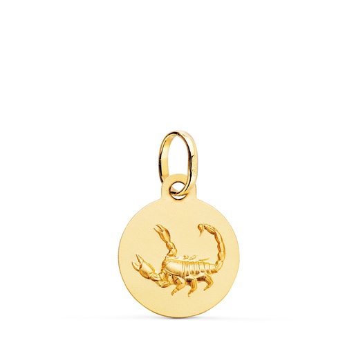 [PP4165ES-0] 18K MEDALLA HOROSCOPO ORO AMARILLO ESCORPIO MATIZADA 13 MM