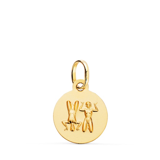 [PP4165GE-0] 18K MEDALLA HOROSCOPO ORO AMARILLO GEMINIS MATIZADA 13 MM