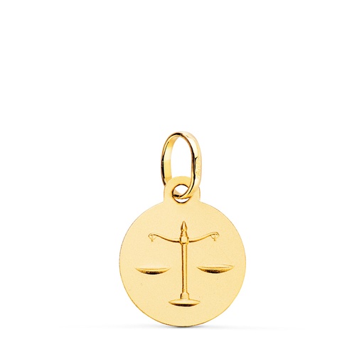 [PP4165LI-0] 18K MEDALLA HOROSCOPO ORO AMARILLO LIBRA MATIZADA 13 MM