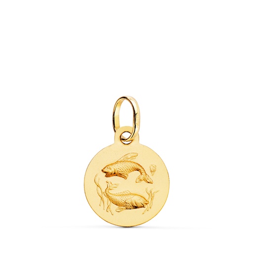 [PP4165PI-0] 18K MEDALLA HOROSCOPO ORO AMARILLO PISCIS MATIZADA 13 MM