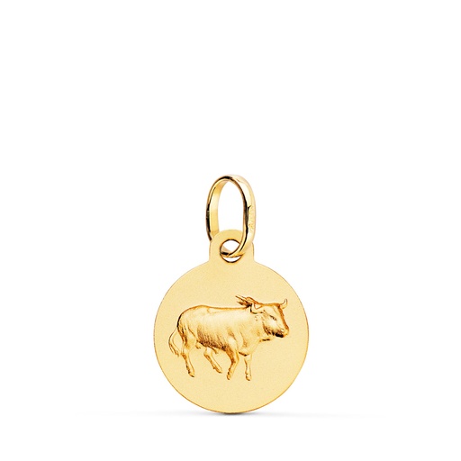 [PP4165TA-0] 18K MEDALLA HOROSCOPO ORO AMARILLO TAURO MATIZADA 13 MM