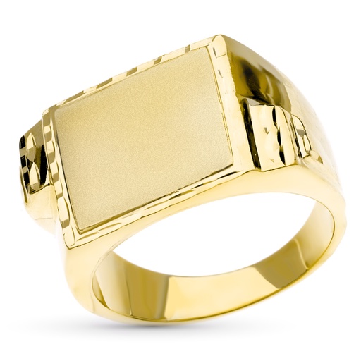 [PP4187] 18K SELLO ORO AMARILLO CABALLERO CUADRADO 16X16 MM