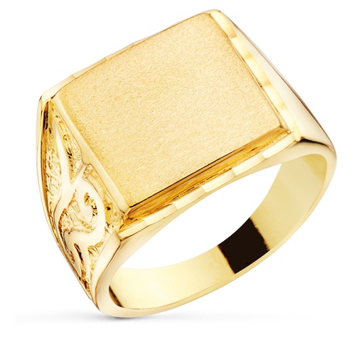 [PP4213] 18K SELLO ORO AMARILLO CABALLERO ZONA GRABACION 14X14 MM