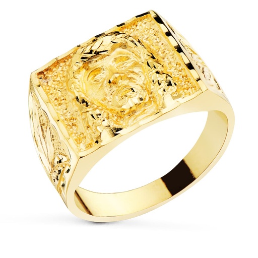 [PP4218] 18K SELLO ORO AMARILLO MACIZO CAMARON TALLADO 16X18 MM