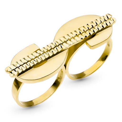 [PP4246] 18K SELLO ORO AMARILLO SIMBOLO DOLAR TALLADO DOS CUERPOS 50X17 MM