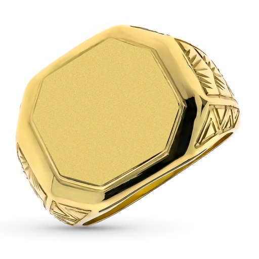 [PP4250] 18K SELLO ORO AMARILLO CABALLERO MATE Y BRILLO ZONA GRABADO 14X15 MM