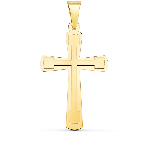 [PP4296-SXT] 18K CRUZ ORO AMARILLO BRILLO Y MATE SIN CRISTO 33X20 MM