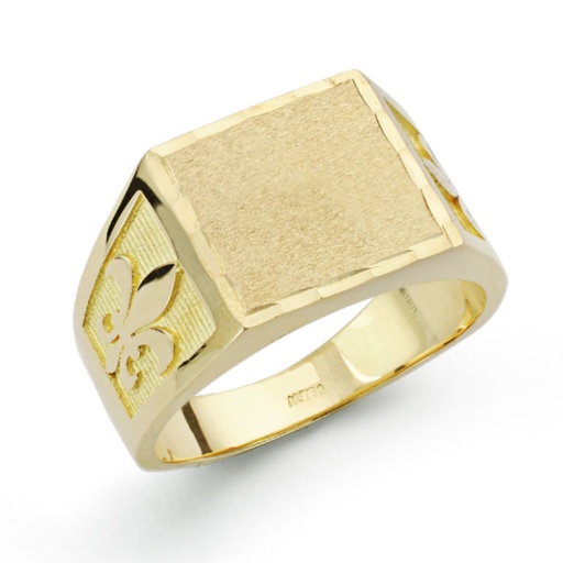 [PP4334] 18K SELLO ORO AMARILLO CUADRADO FLOR DE LIS