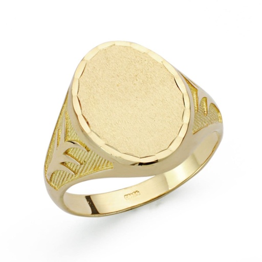 [PP4335] 18K SELLO ORO AMARILLO CABALLERO MACIZO TALLADO PALMERA CABEZA OVAL