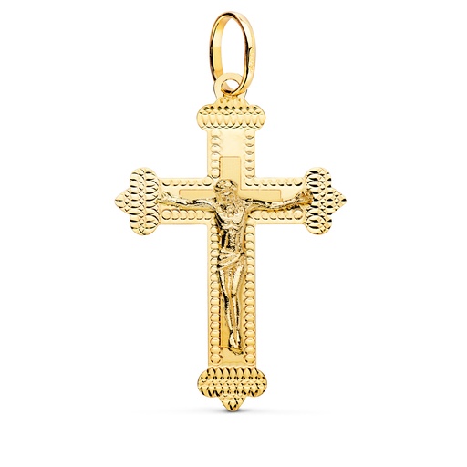 [PP4344] 18K CRUZ ORO AMARILLO CON CRISTO TALLADA 35X23 MM